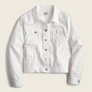 Jcrew Classic Denim Jacket White Silver Hardware